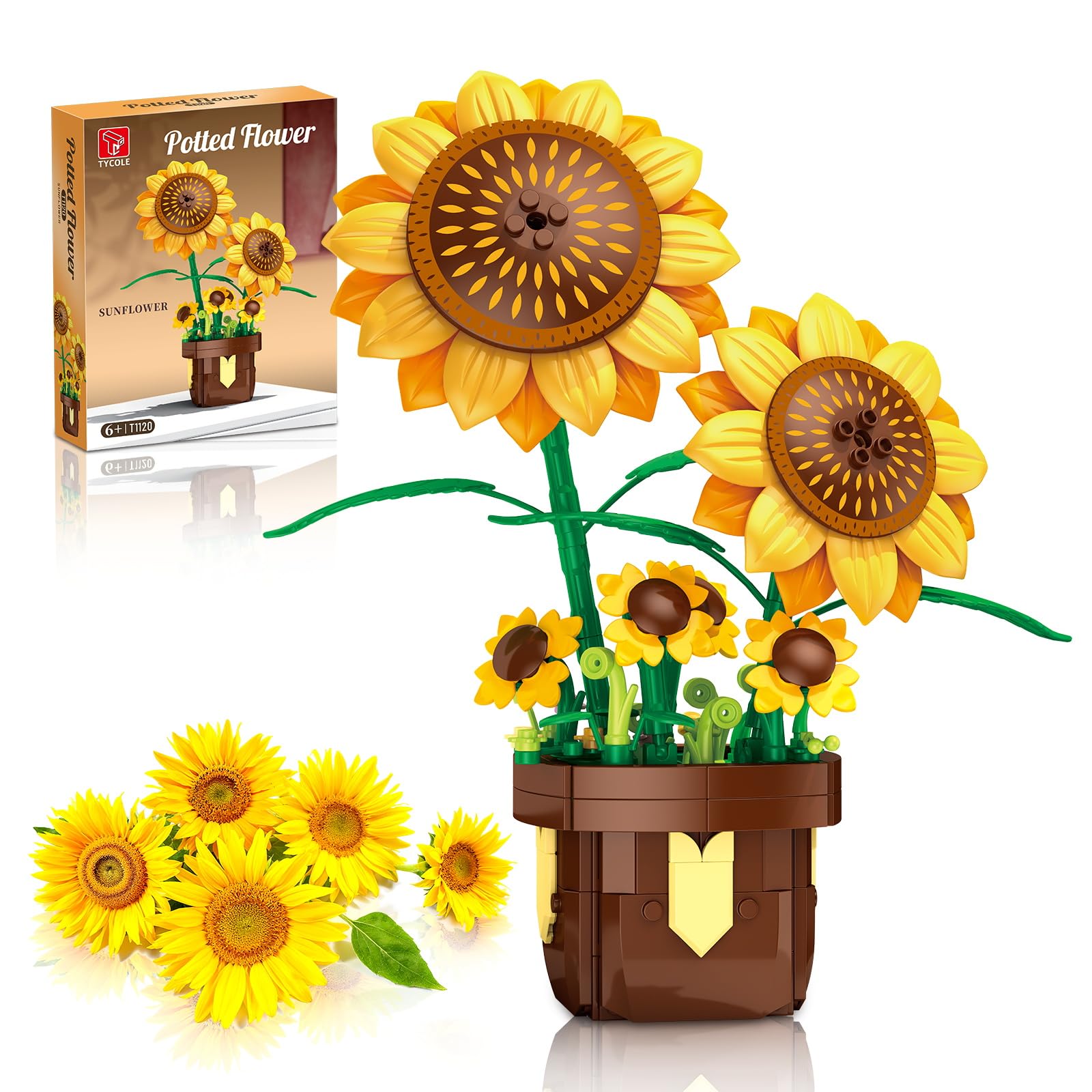TYCOLE Sunflowers Flowers Building Blocks Set - Botanical Bouquet